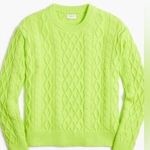 J. Crew Women's Neon Green Cable Knit Fishermen Sweater